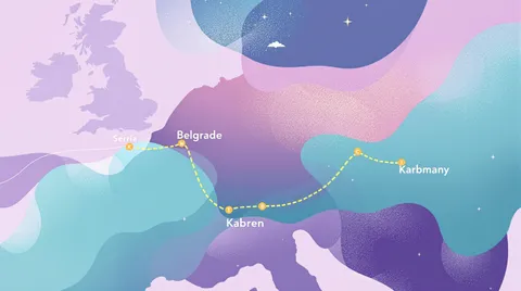 Illustration of Dunja's journey from Belgrade to Germany